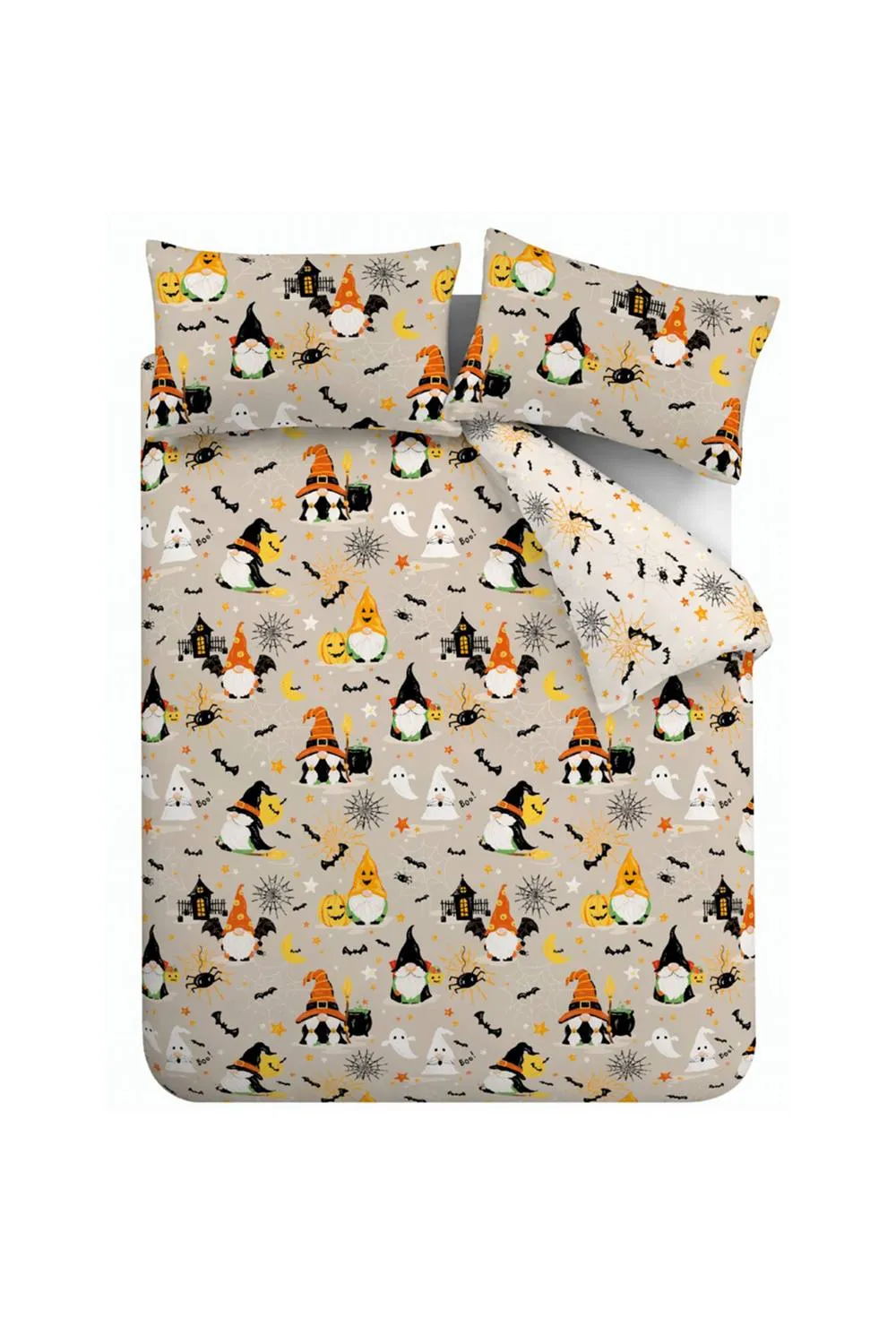 Catherine Lansfield Halloween Gonks So Soft Reversible Duvet Cover Set in Natural 5