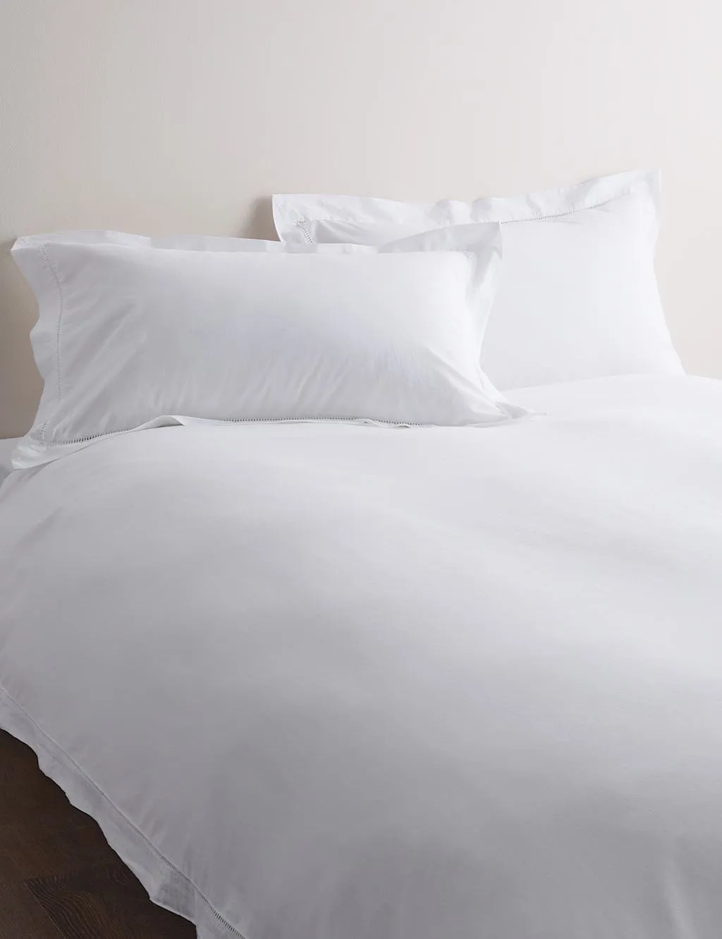 M&S Pure Cotton Ladder Stitch Bedding Set White