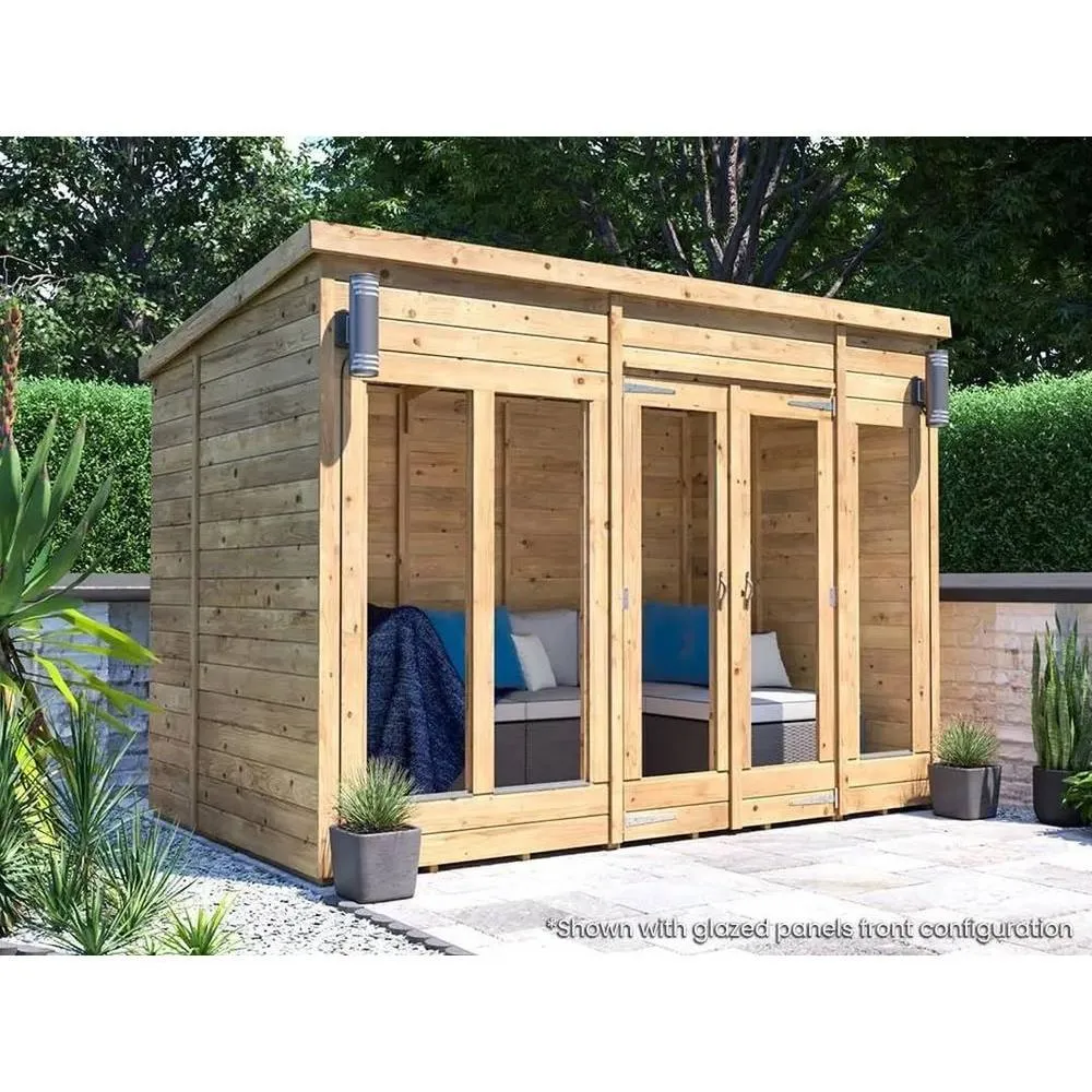 Dunster House Summerhouse 3m x 1.8m (10' x 6') Pent Roof, RagePanda Modular in Brown 2