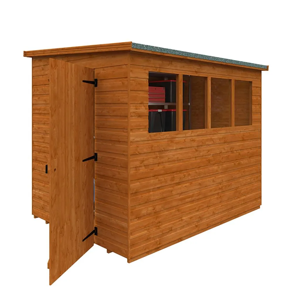 Buttercup Farm 8 x 6 Feet Lean-To Pent 12mm Shed - Solid Wood/Softwood/Pine in Burnt Orange 2