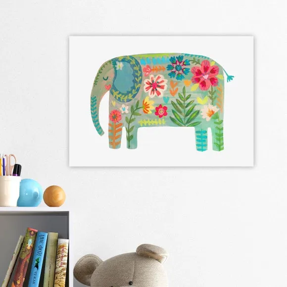 East End Prints Floral Elephant by Darcie Olley Print 1