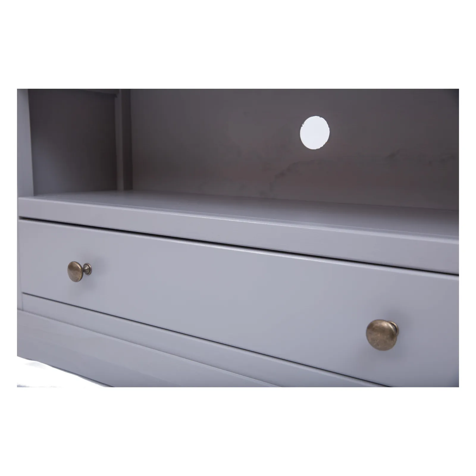 Cabinet Bits Rocca Grey 1 Drawer TV Cabinet Brass Knob 5