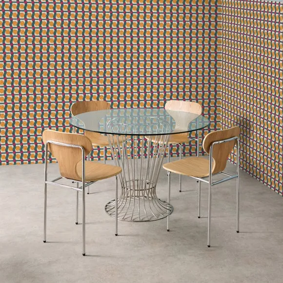 Yinka Ilori Silhouette Plain Wood and Chrome Dining Chair 2