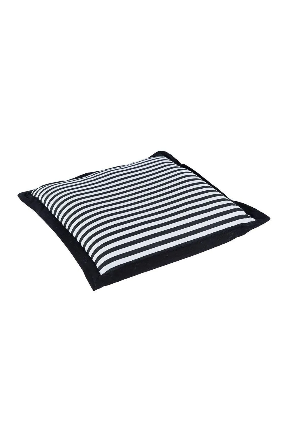 Homescapes Handmade Striped Seat Pad Soft Cotton Dining Chair Cushion in Black 2