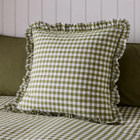Portloe Frilled Cotton Square Cushion Cover