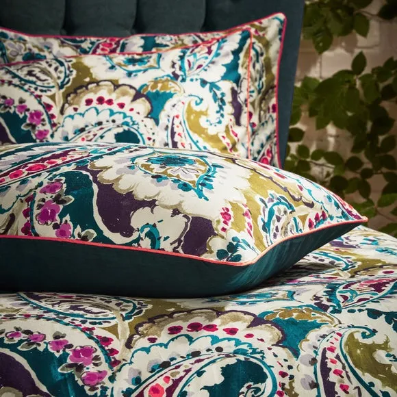 EW by Edinburgh Weavers Aretha Paisley Teal 100% Cotton Sateen Duvet Cover & Pillowcase Set 2