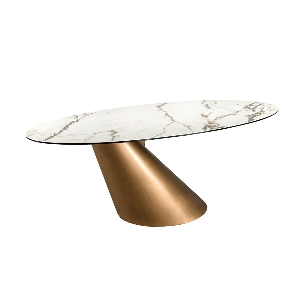 Angel Cerda Oval Dining Table White Porcelain Marble Top