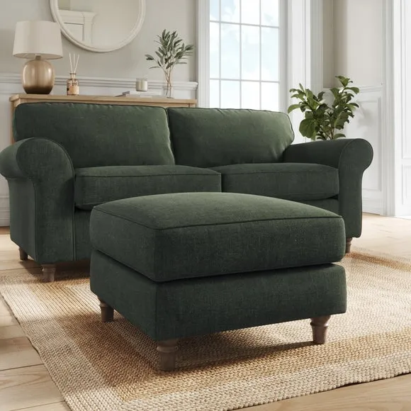 Flori Tonal Plush Chenille Footstool 1