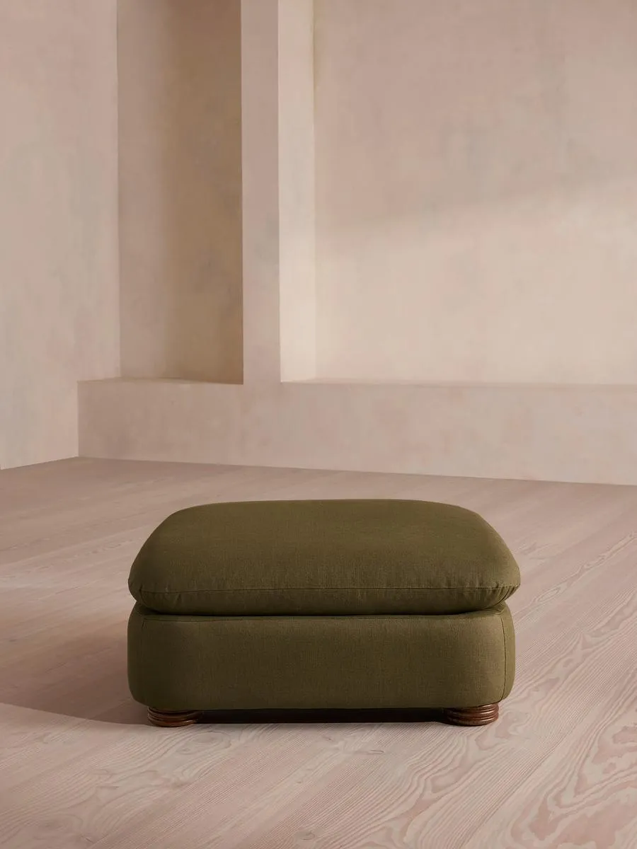 Rava Ottoman, Linen, Olive