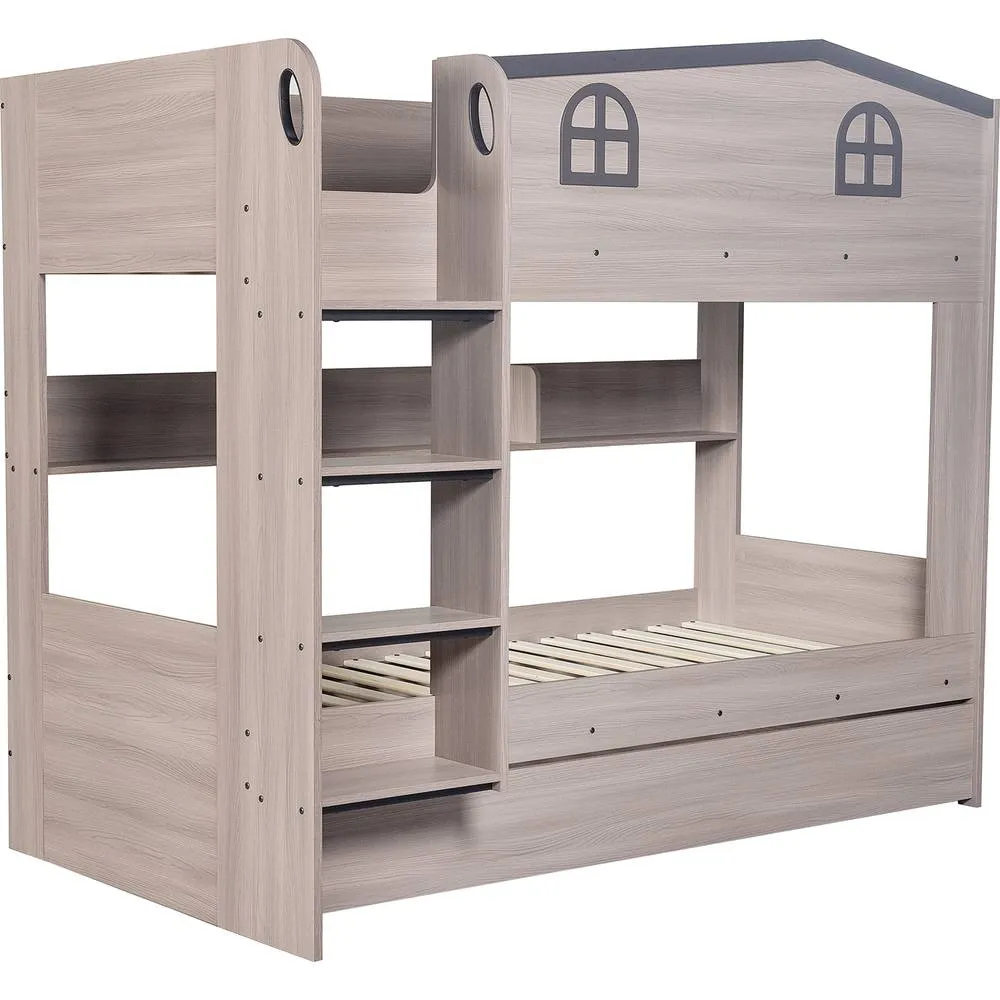 Seconique Hector Bunk Bed & Trundle Set in Grey 2