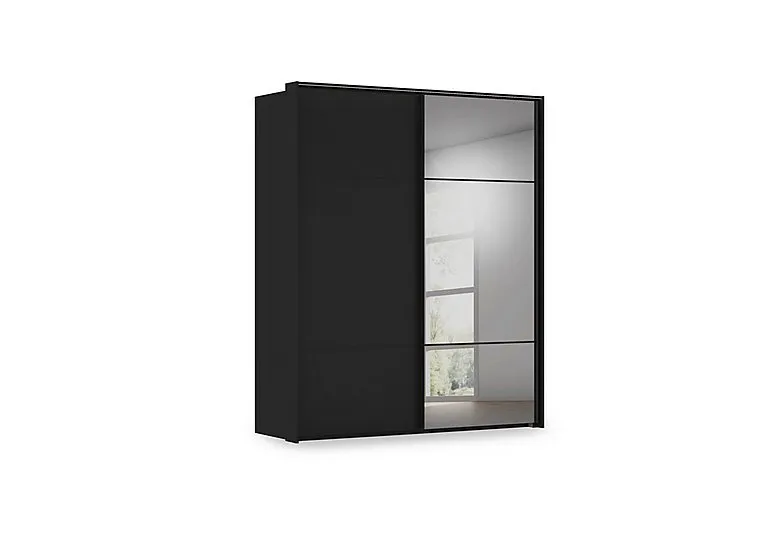 Haven 190cm 2 Door Slider Wardrobe with 1 Décor Door, 1 Mirror Door and Lights