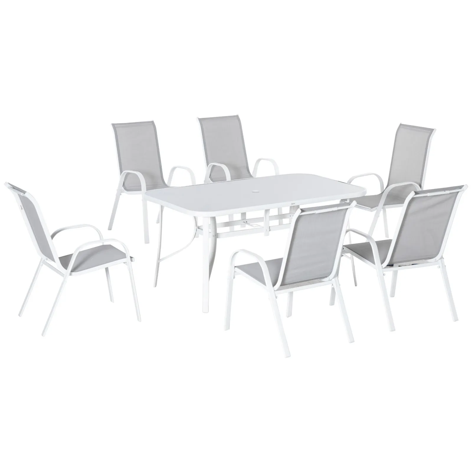 OUTSUNNY 7 Piece Garden Dining Set with Dining Table & Chairs for Backyard in Grey 2
