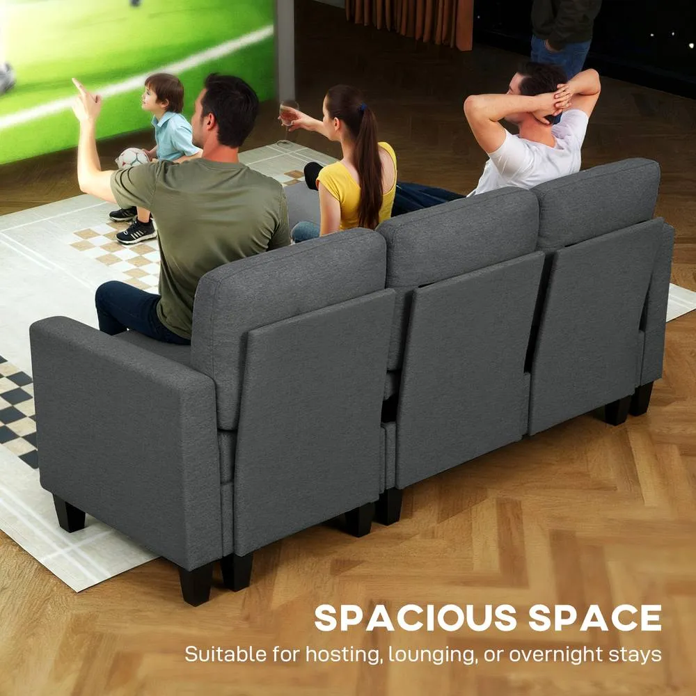 HOMCOM Fold-Out Convertible Sofa Bed with Removable Covers in Dark Grey 4