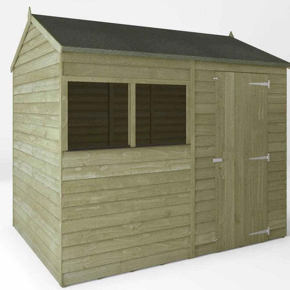 Mercia 8 x 6 Feet Overlap Reverse Apex Shed - L190.5 x W241.4 x H221.8 cm in Brown 2