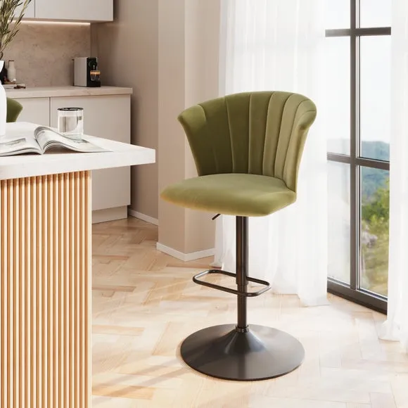 Kendall Bar Stool with Black Legs, Velvet