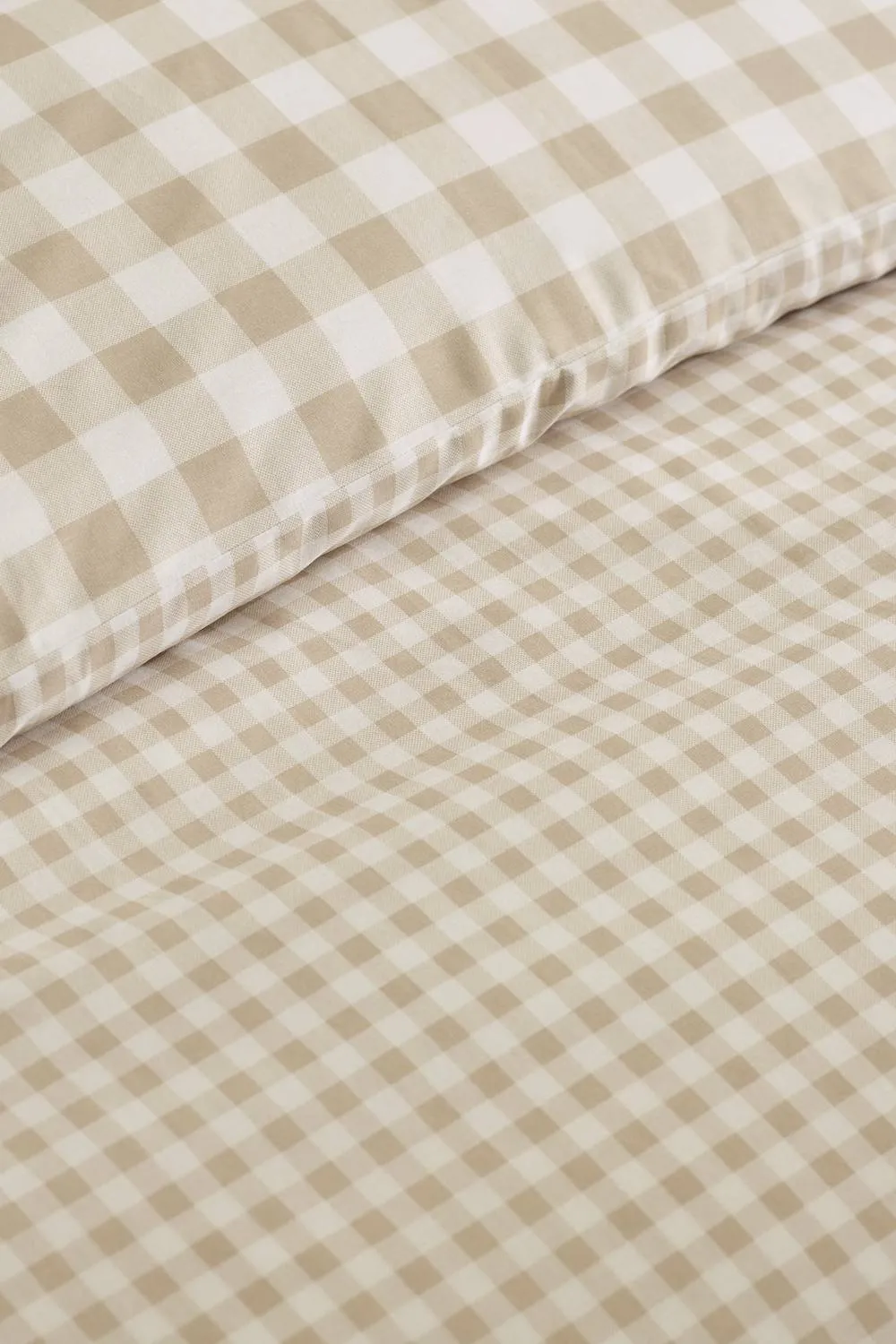 Catherine Lansfield 'Bamford Gingham Check' Reversible Duvet Cover Set in Natural 4