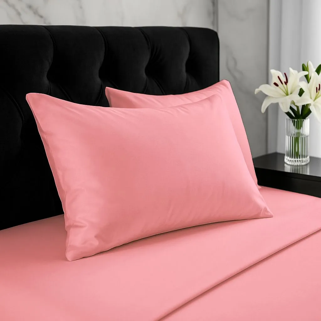 Snug City Microfibre Soft Touch Plain Dyed Housewife Pillowcase Pair in Pink