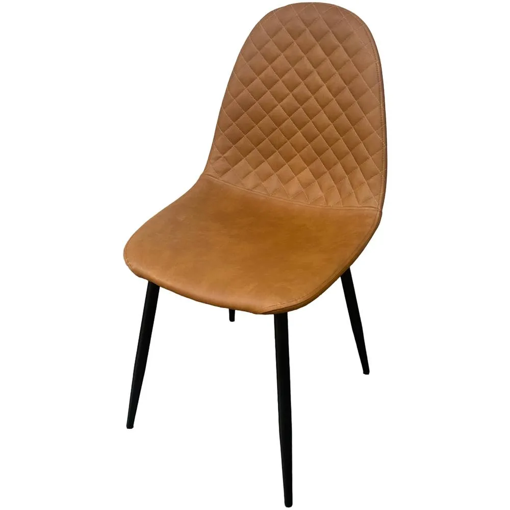 IH Design Corona Leather Steel Legs Dining Chairs (Set of 4) in Tan 3