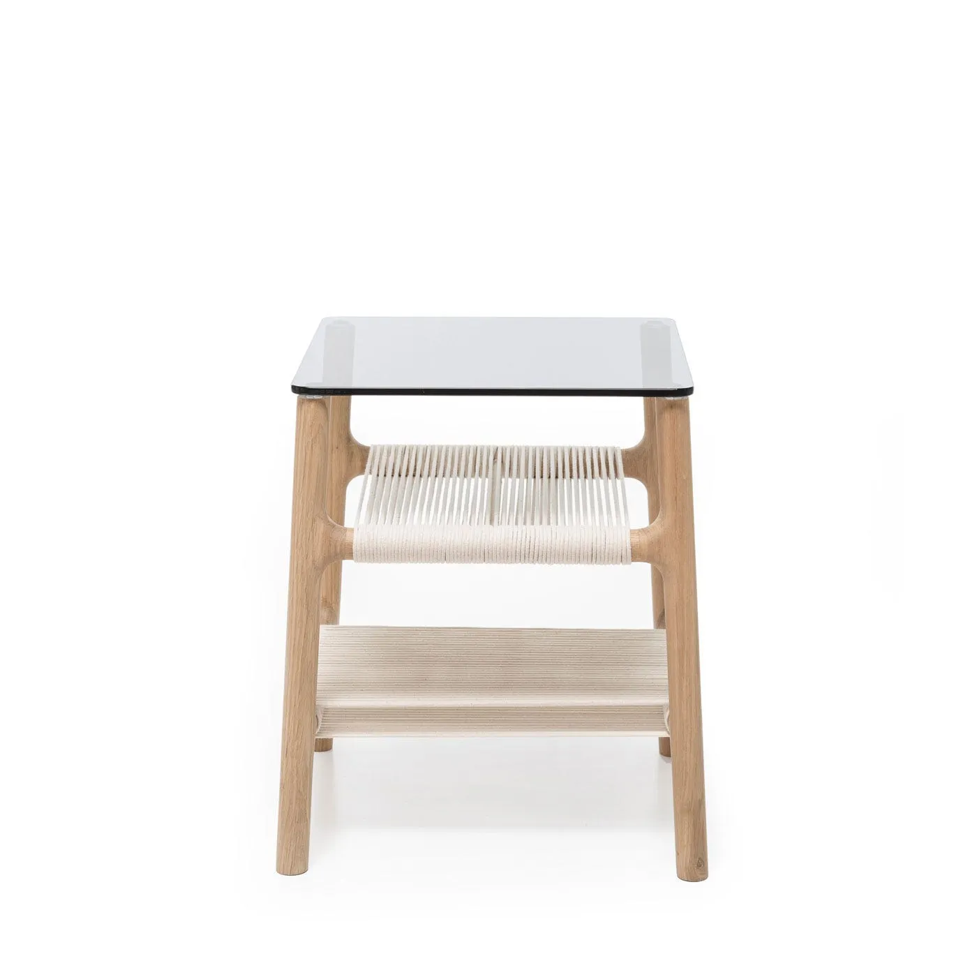 Gazzda Fawn Side Table Oak & Grey Glass 2