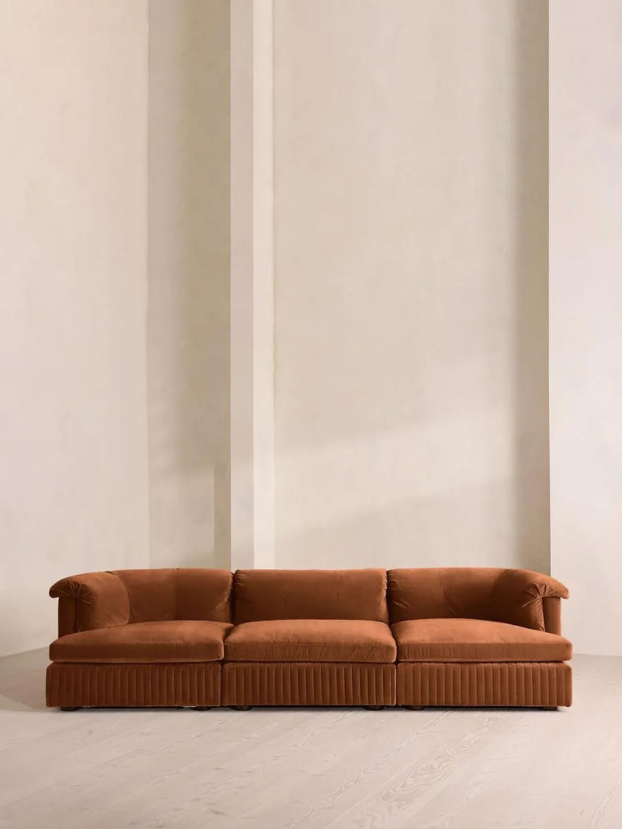 Oona Modular Sofa, Four Seater, Velvet, Cinnamon