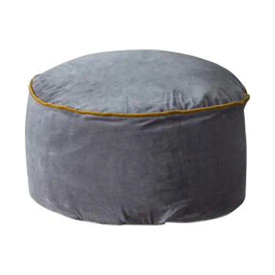 Arabella Velvet Upholstered Pouffe In Grey