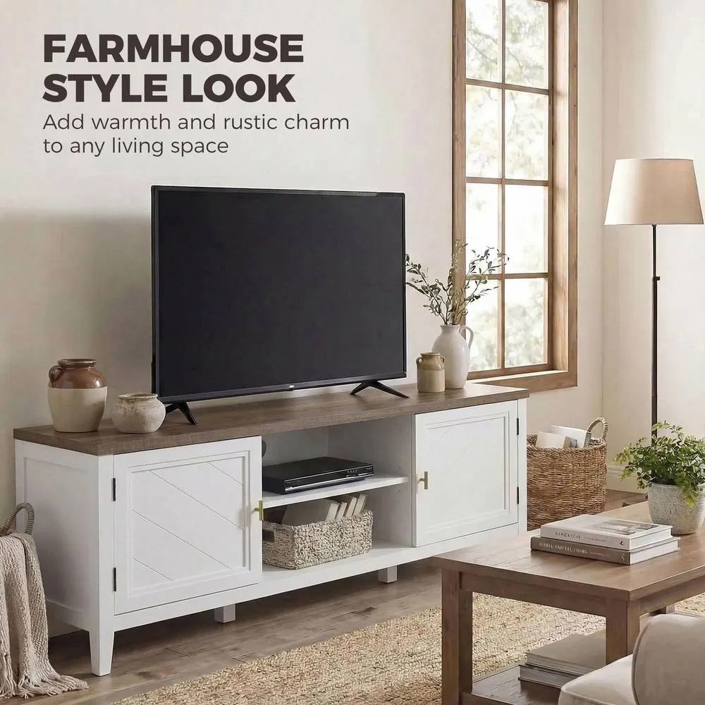 HOMCOM Farmhouse TV Unit for TVs up to 42 Inch, Entertainment Centre, White 4
