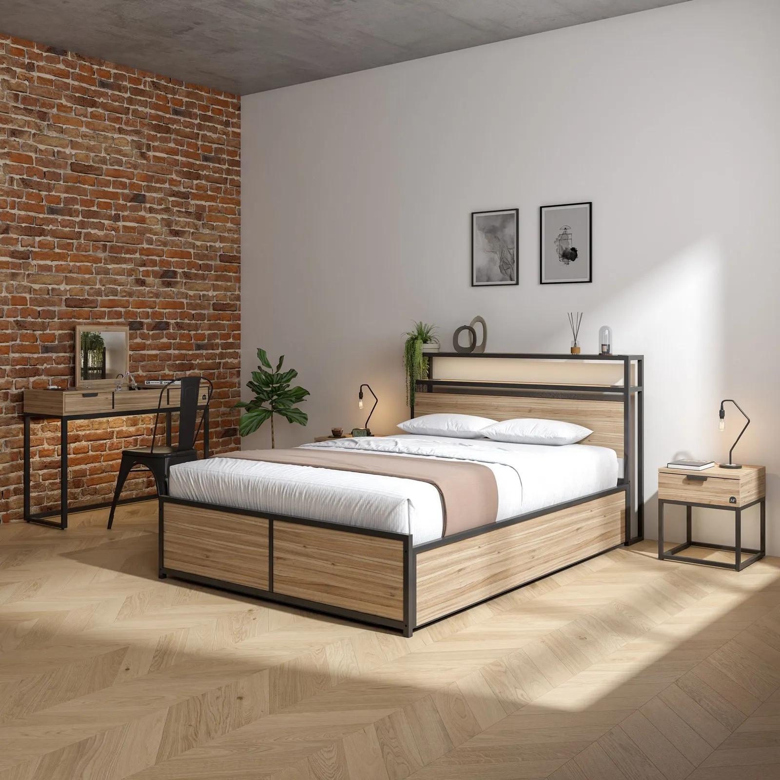 X Rocker Denver Ottoman Bed with LED Lights & Underbed Storage in Light Brown 1