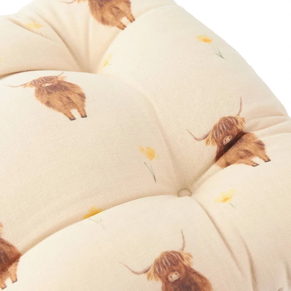Wylder Ramble Highland Cow 100% Cotton Seat Pads - 2 pack in Natural 3