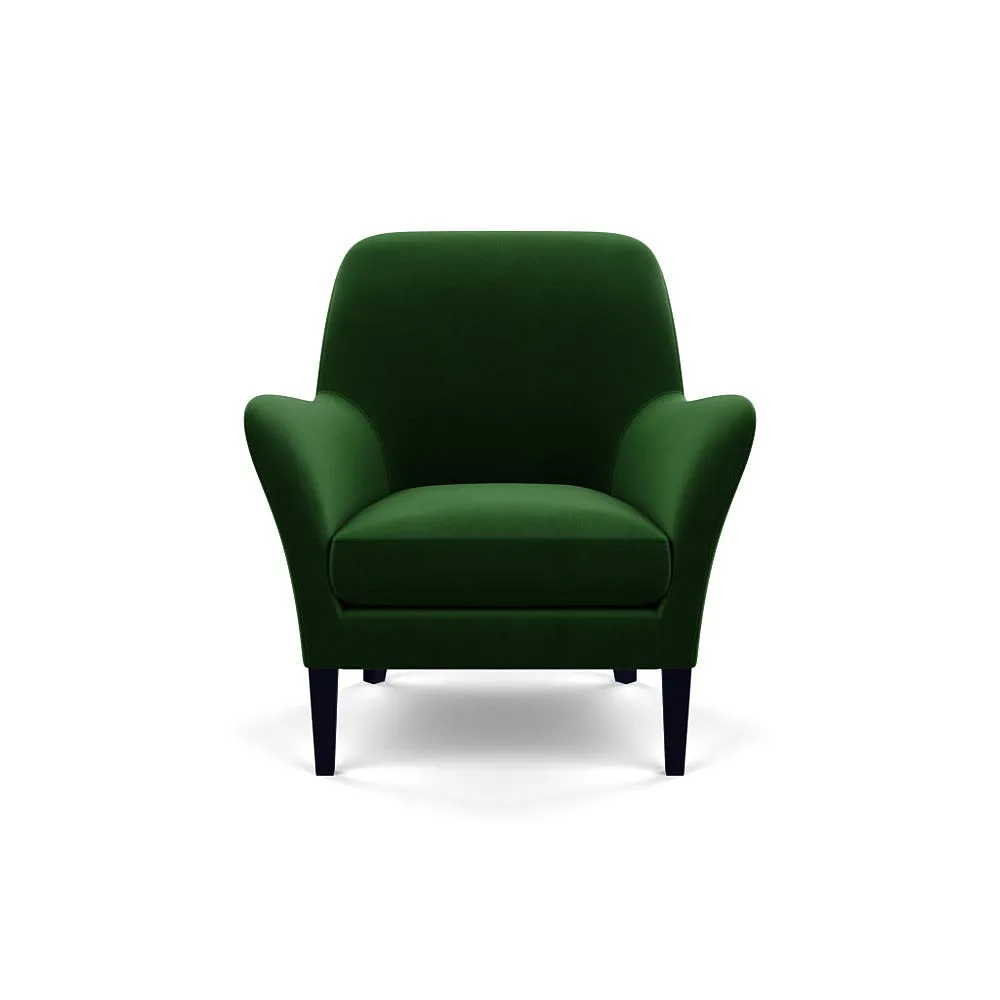 Heal's Wallis Armchair Smart Velvet Forest Black Painted Oak Feet