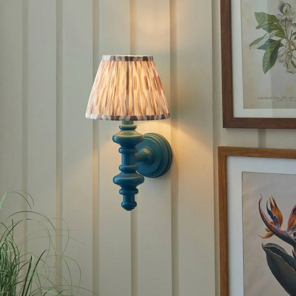 Netlighting Carnaby Blue Wall Light Fabric Ikat Shade 20cm B22 2