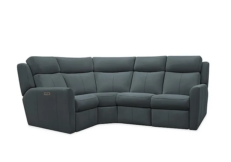 Wren Small Leather Power Recliner Left Hand Facing Corner Sofa with Power Headrests and Power Lumbar