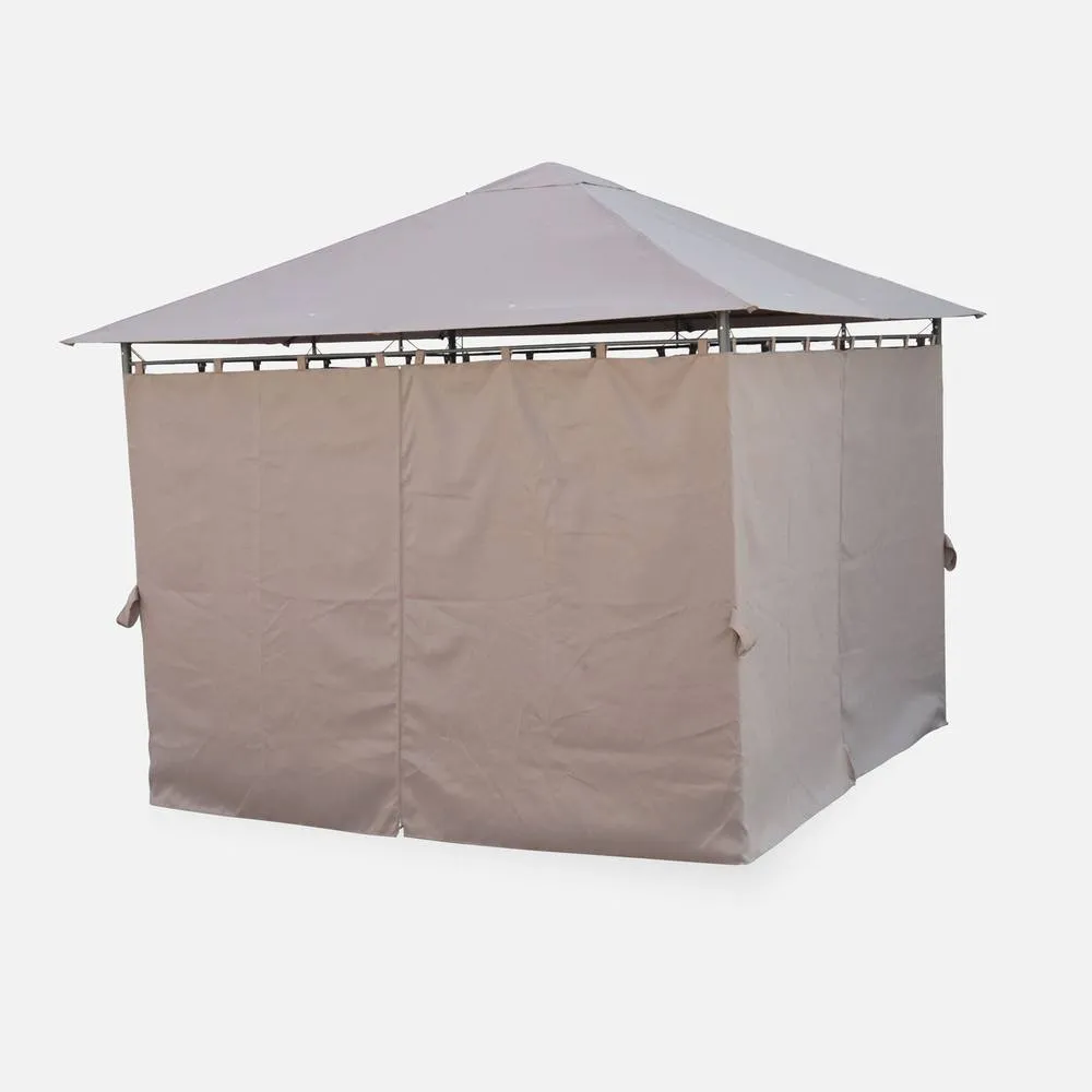 sweeek Heavy Duty 3x3m Gazebo With Curtains in Medium Beige 3