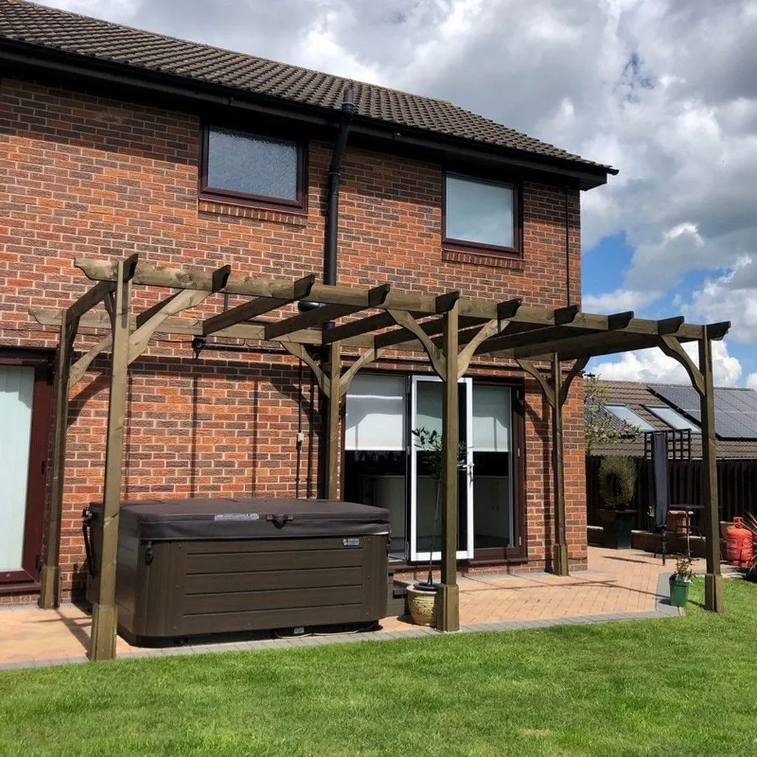 Rutland County Garden Furniture Ltd Premium Pergola 6 Posts - Wood - L360 x W780 x H270 cm - Rustic Brown 3