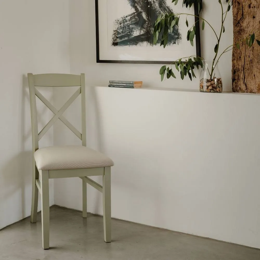 Statement Furniture Florence Crossback Upholstered Seat Dining Chair in Light Green