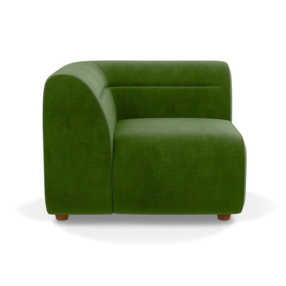 Heal's Lilli Corner Unit Left Module Smart Luxe Velvet Grass Natural Beech Feet 1