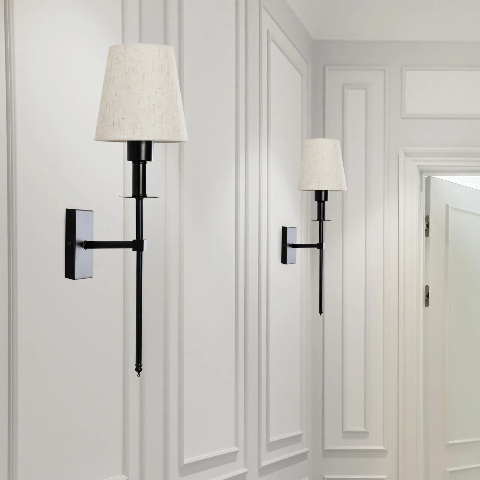 ValueLights Kincaid Set of 2 Rechargeable Easy Fit Dimmable Remote Control Wall Light with Shade in Black 3