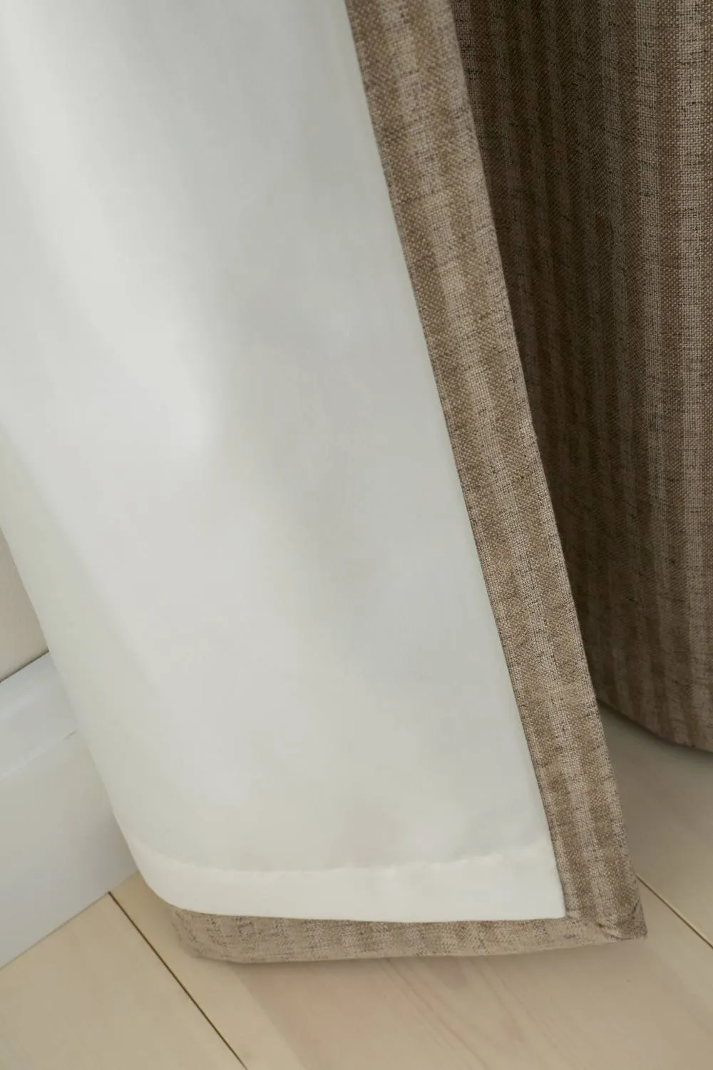 Bianca 'Chenille Stripe' Lined Eyelet Curtains in Natural 5
