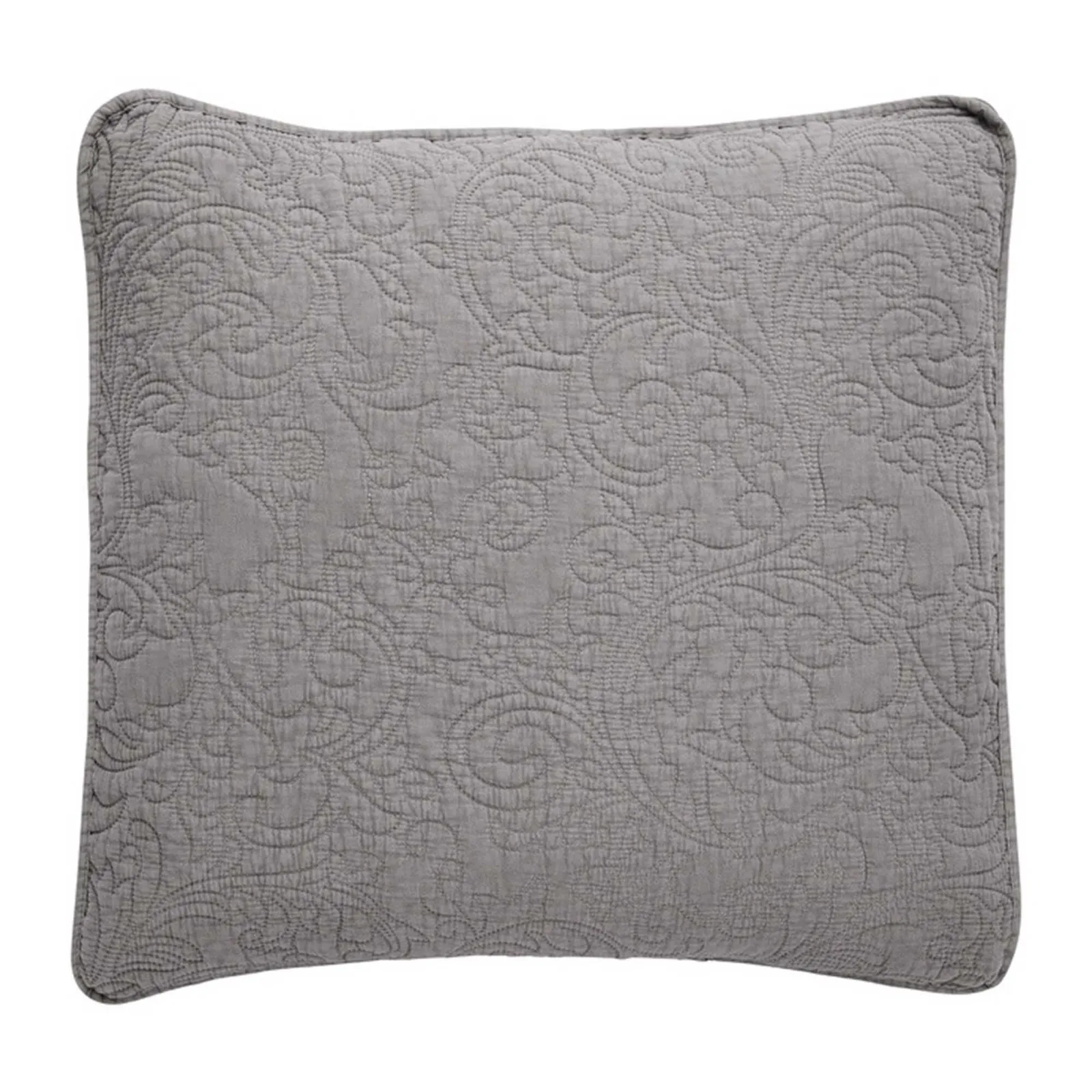 Large Embroidered Grey Cushion, Square | Barker & Stonehouse