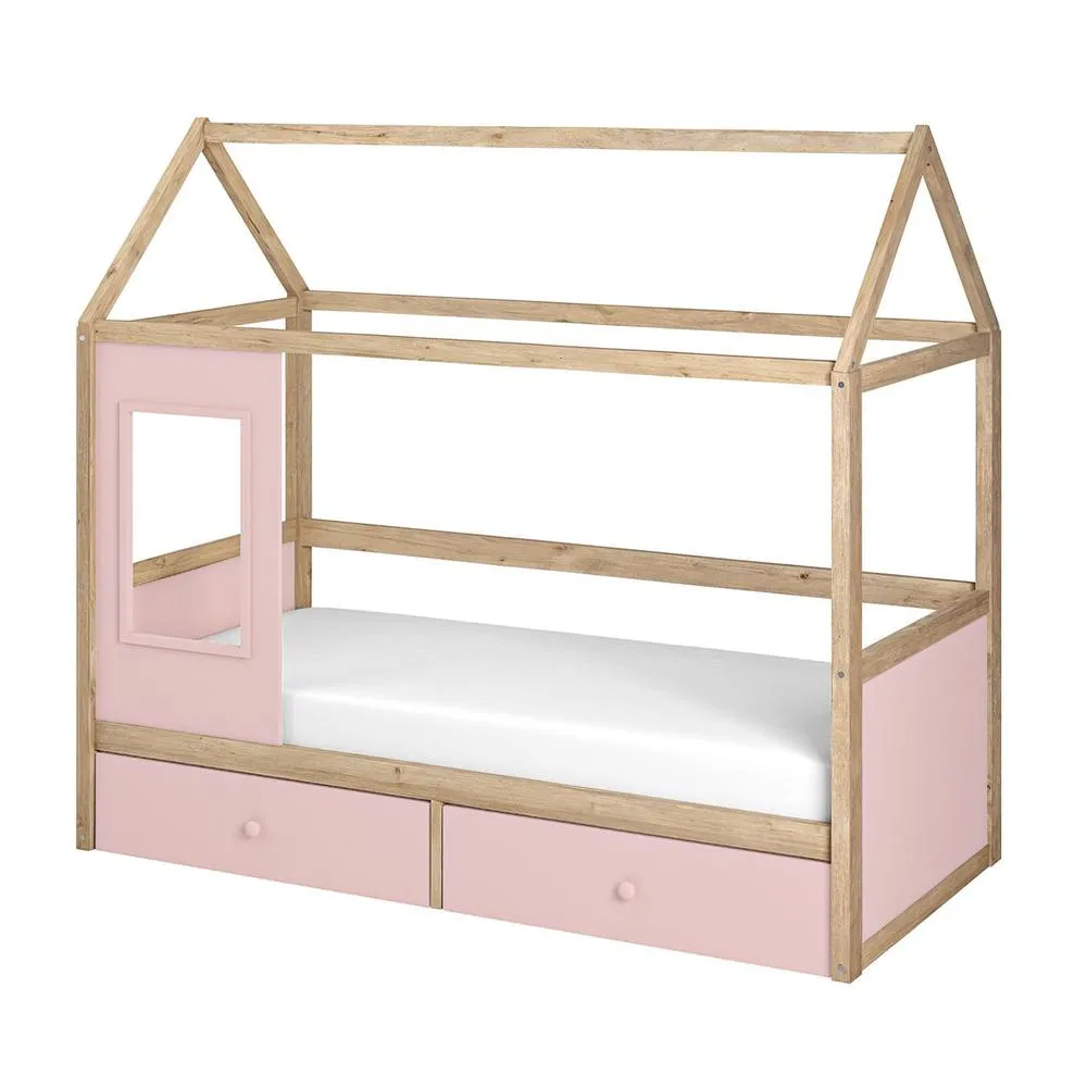 Flair Ted Play House Wooden Bed with Storage in Pink 5