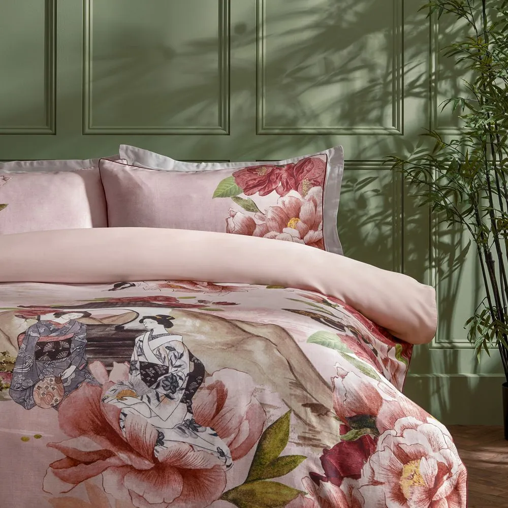 Paoletti Geisha 100% Cotton Duvet Cover Set in Pink 2