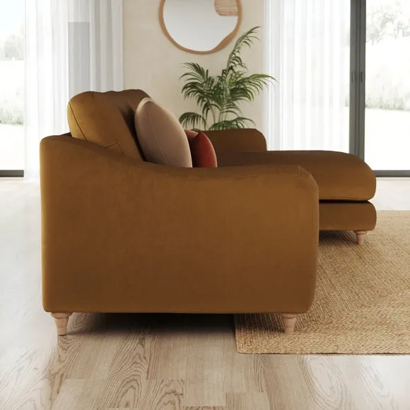 Hattie Matte Plush Velvet Corner Chaise Sofa 2