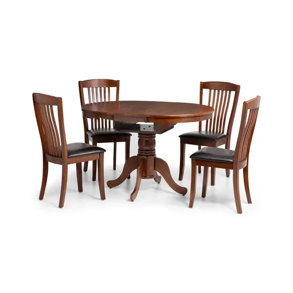 Canterbury 4-6 Seater Round to Oval Dining Table with 4 Chairs, Brown 2