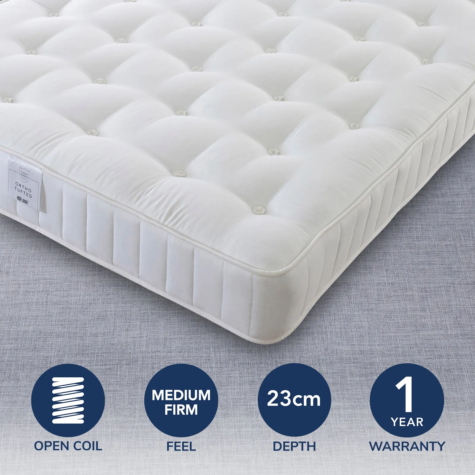 Egyptian Cotton Medium Firm Orthopaedic Mattress White