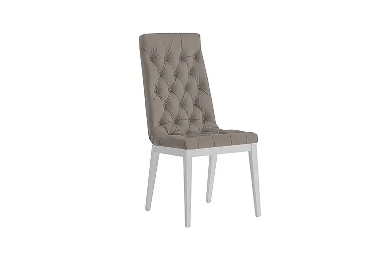 Palazzo Capitonne Buttoned Dining Chair in Glossy White - Scarlet Taupe