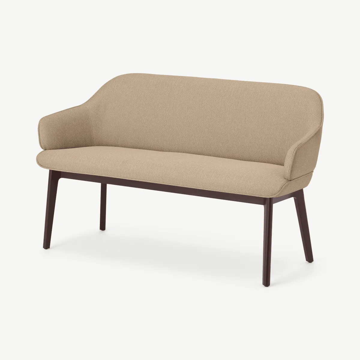 Erdee Dining Bench, Soft Beige Weave with Dark Stain Oak Legs