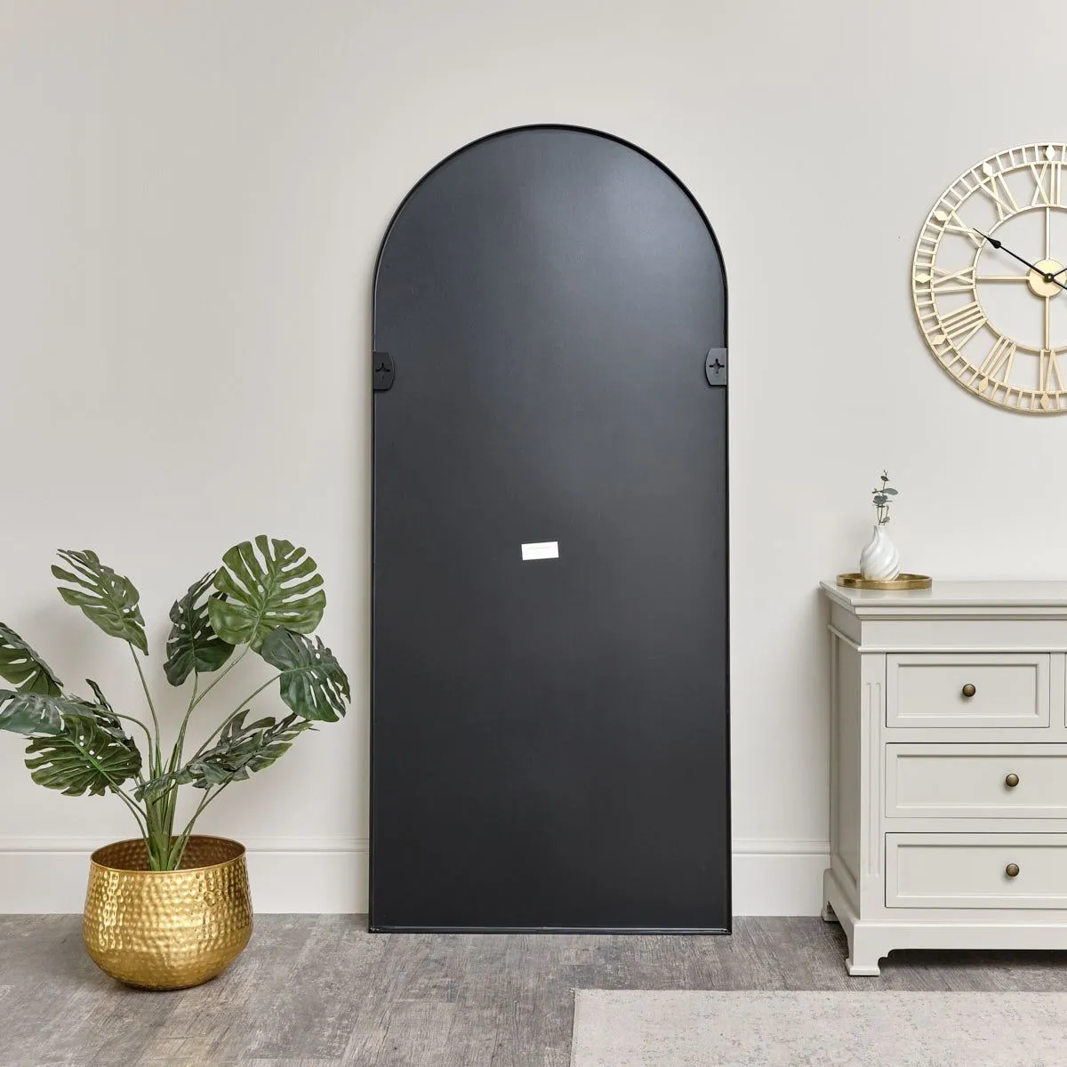 Melody Maison Large Black Arched Wall / Leaner Mirror - 180cm X 80cm 6