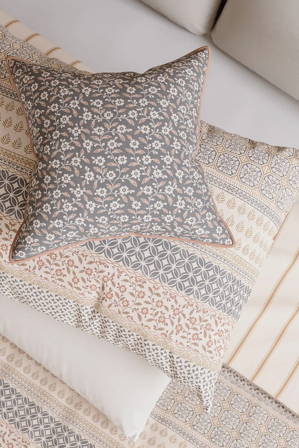 Helena Springfield 'Folk Ditsy' Cotton Cushion in Grey 2