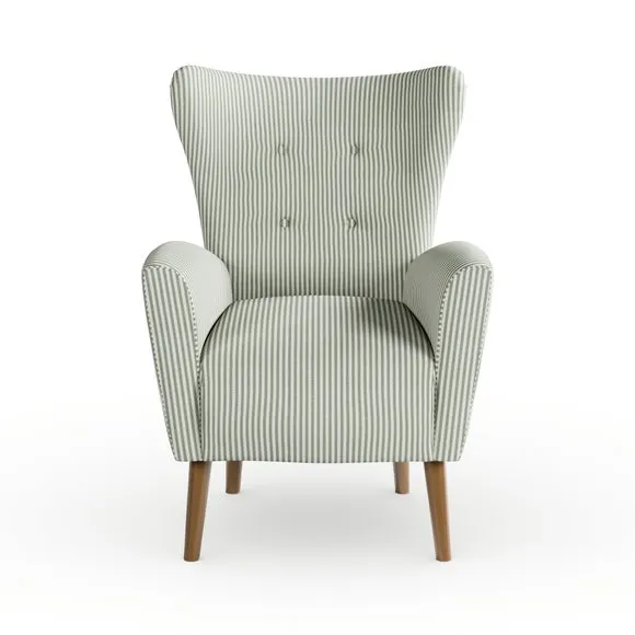 Sven Small Stripe Modern Wing Chair 6