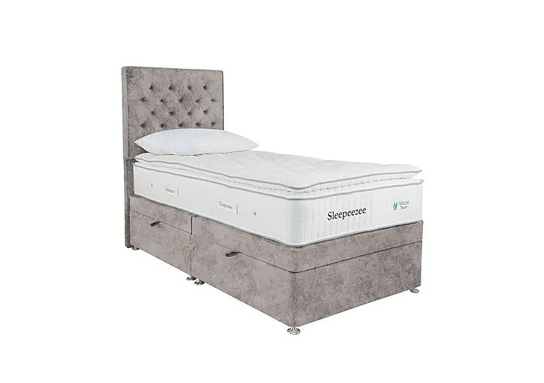 Natural Touch 3000 Pillowtop Side Ottoman Divan Set - Single - Daytona Silver
