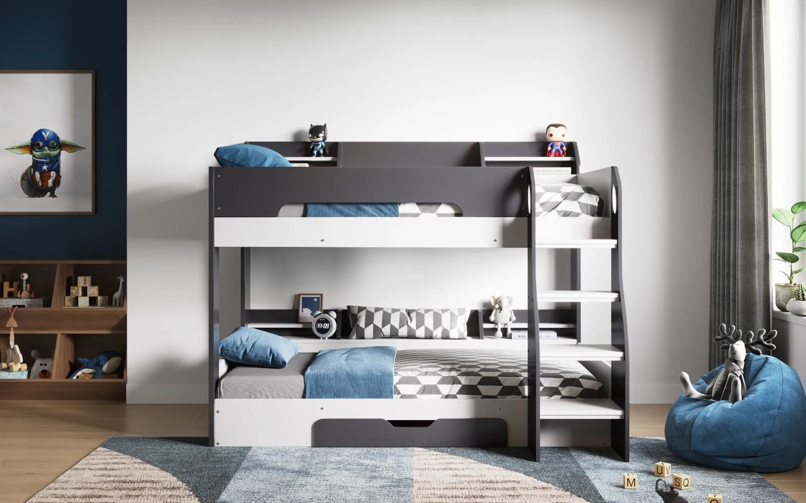 Flair Flick Bunk Bed with Storage in Grey 2
